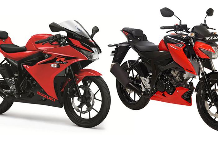 GSX-R 150 dan GSX-S 150 warna stronger red/titan black