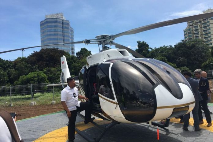 PT Whitesky Aviation meluncurkan helikopter yang bisa menjadi moda transportasi antar kota yakni Helicity, di Wisma Aldiron, Pancoran, Jakarta Selatan, Senin (4/12/2017). (KOMPAS.COM/Anggita Muslimah)
